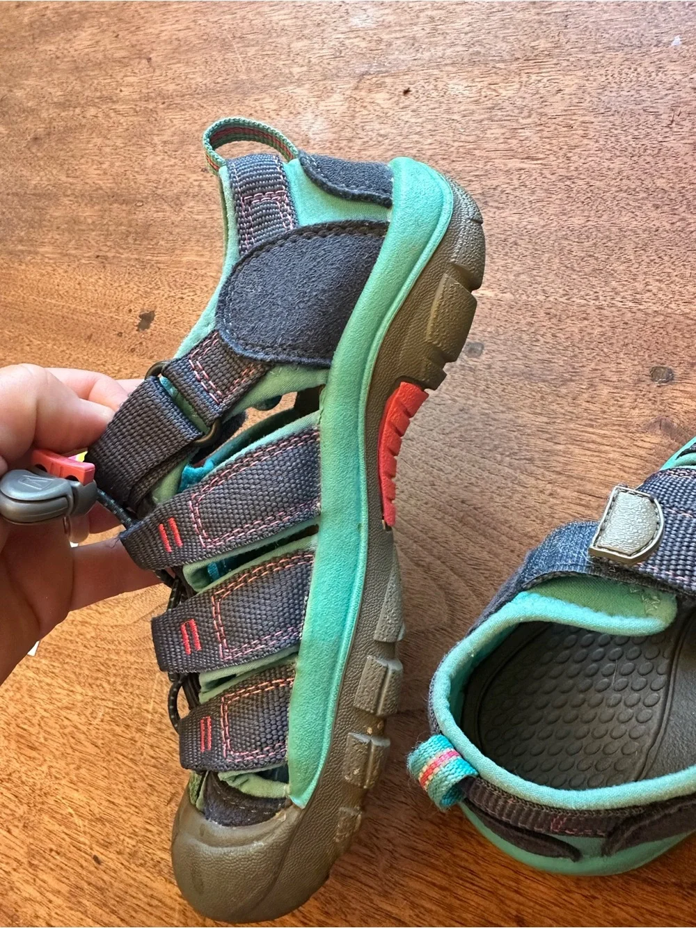 Keens- Kids size 1 - Outdoor waterproof Sandals - Navy, Teal & Pink